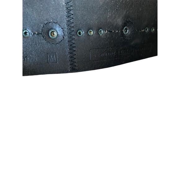 Fossil Black Leather Wide Waist Belt Brass Studded Embroidered Size Medium main image 6